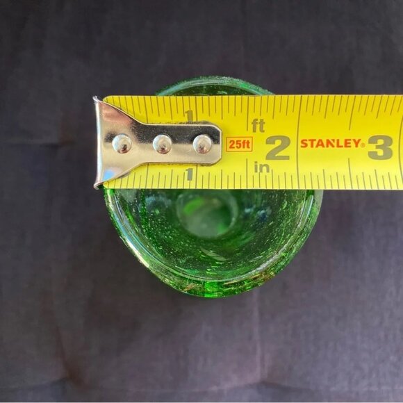 Handblown Artisan Glass Vase Blue and Green 7.25in - Picture 14 of 15